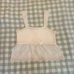 Zara Cream Lace Trim Top